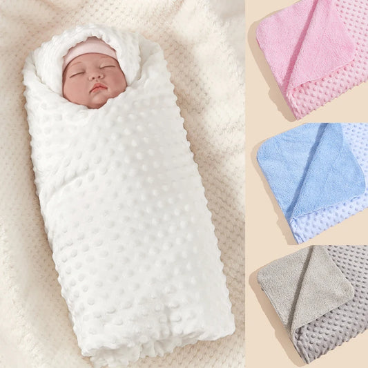 Minky Baby Blanket Solid Color Crystal Velvet Bean Blanket Double Layer Super Soft Kids Swaddle Blanket Quilt