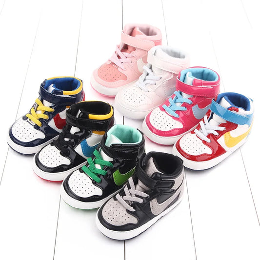 Yibubu Baby Shoes, Classic Color-Block Infant Sneakers, Soft-Sole Comfortable Newborn First Walker Toddler Shoes Baby Girl Shoes