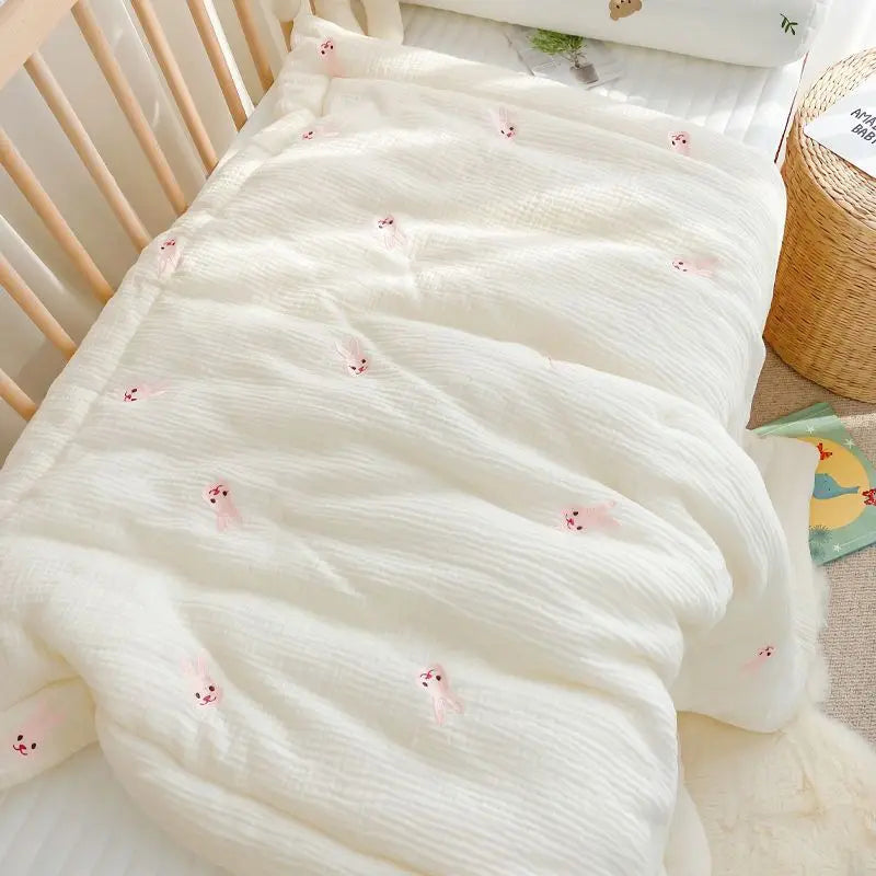 Cartoon Bear Bunny Baby Quilt Newborn Nap Quilts Soft Cotton Infant Blanket Spring Fall Winter Swaddle Wrapped Bedding 100*120CM