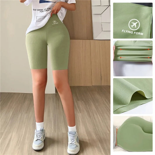 2024 Hot Thin Shark Skin Leggings for Women 5 Points High Waist Belly Holding Tight Stretch Shorts Cycling Pants Weight Loss