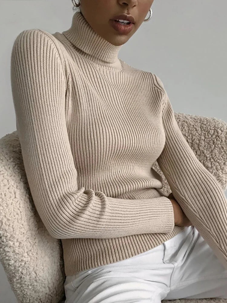 zjaiss Women Fall Turtleneck Sweater Knitted Soft Pullovers Cashmere Jumpers Basic Soft Sweaters For Women 2024 Autumn Winter