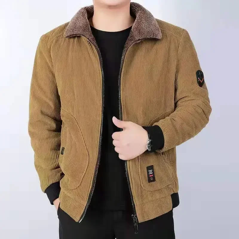 2024 New Arrived Corduroy Cotton Coat Men's Winter Cotton Plus Thickened Casual Loose Cotton Jacket Short Coat Men Winter Parkas