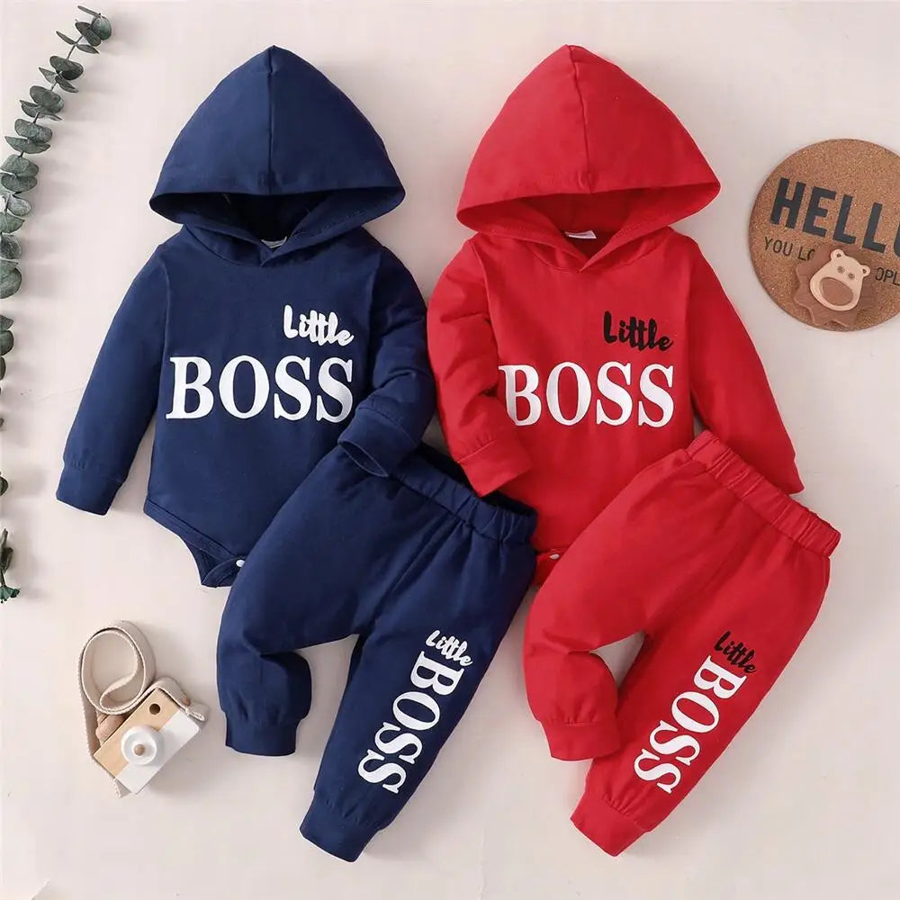 0-24 Months Newborn Baby Boy 2PCS Clothes Set Letter print Long Sleeve Hoodie Romper+Pants Toddler Boy Cute Spring&Autumn Outfit