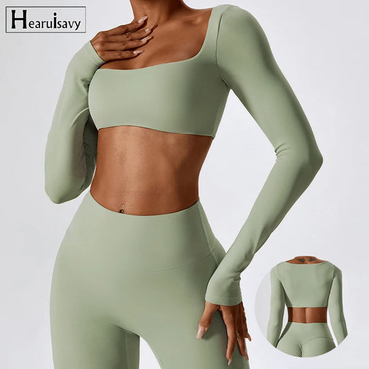 Naked Feeling Long Sleeve Yoga Clothing Stretch Female Outdoor Running Quick Dry Sportswear Women Training Tight Yoga Suit