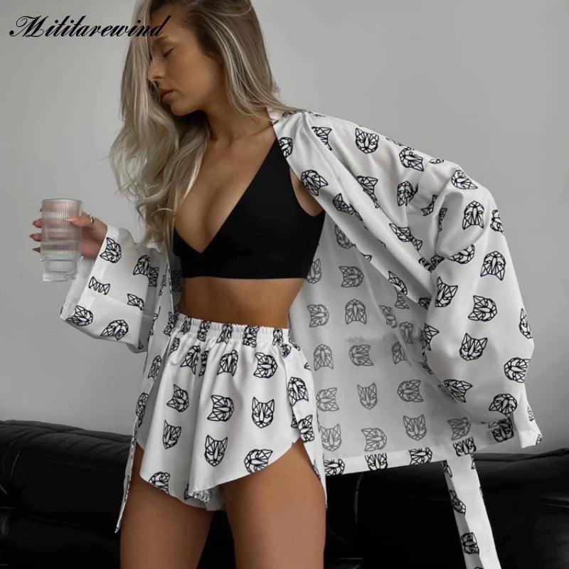 Letter Print Bandage Casual Tracksuit Women Cotton Linen Two Pieces Set Summer Shirt Top Vacation Shorts Outfits Matching Suits