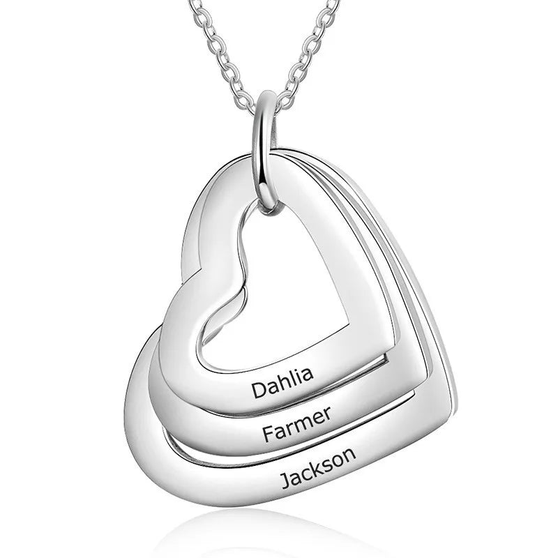 2023 Custom Stainless Steel  Engraved Name Necklace For Lover Family Gift  Personalized Heart Pendant Jewelry