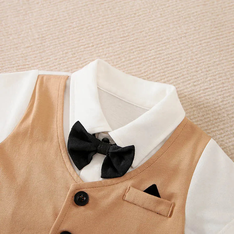 0-18 Baby Bodysuit Gentleman Style Handsome Formal Cotton Comfortable Soft Boys And Girls Summer Short Sleeved Newborn Clothes