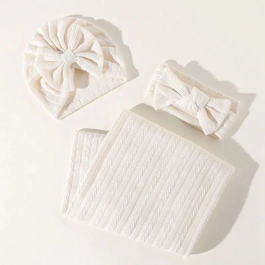 Baby blanket and hat headband set