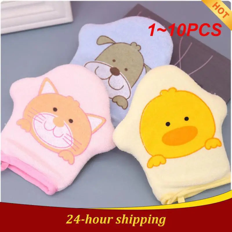 1~10PCS Baby Cartoon Body Scrubber Rubbing Towel Soft Bath Cotton Baby Bath Sponge Children's Bath Wipe Bath Ball Spot Bathroom