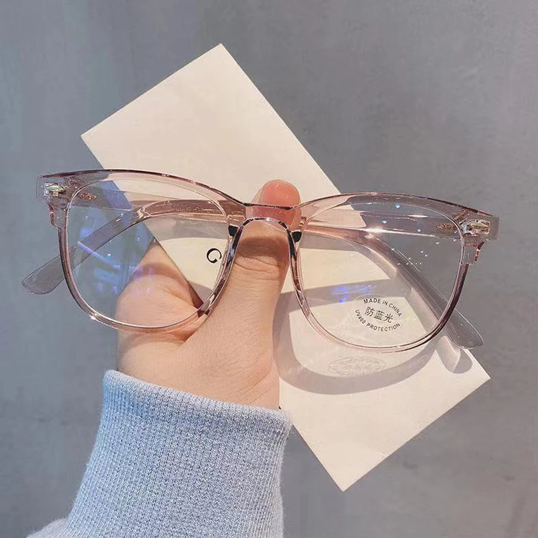 Fashion Anti Blue Light Glasses Big Square Black Transparent Frame Women Men Computer Eye Production Plain Spectacles Eyeglasses