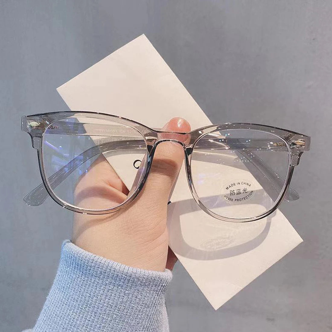 Fashion Anti Blue Light Glasses Big Square Black Transparent Frame Women Men Computer Eye Production Plain Spectacles Eyeglasses