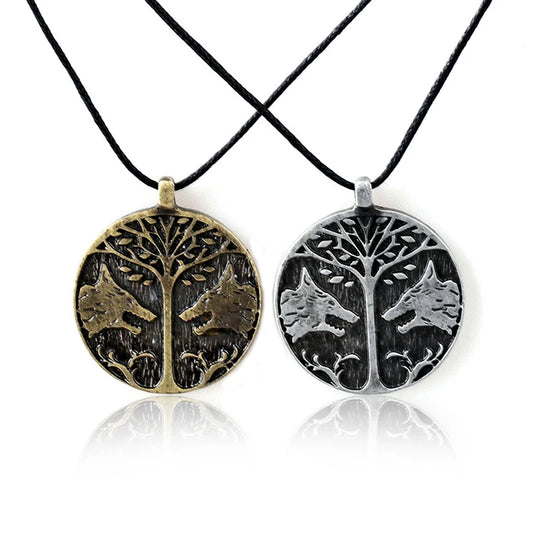 Destiny Peace Tree Necklace Viking Couple Wolf Necklaces