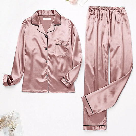 Pajamas For Women Winter Long sleeves Sleepwear Sexy Lingerie Satin Pajama Sets Female Night Clothes Silk Pyjamas Loungewear New