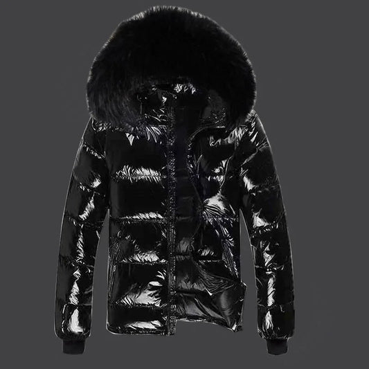 Big Fur 2023 New Winter Bright Cotton-Padded Jacket Men's Short Coat Thick Parkas Fashion Black Winter Jacket Men Warm Outerwear