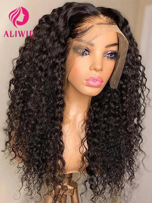 100% 13x6 HD Kinky Curly Lace Frontal Human Hair Wigs Woman Pre Plucked Brazilian 13x4 Cheap Jerry Curly Lace Front Wig On Sale