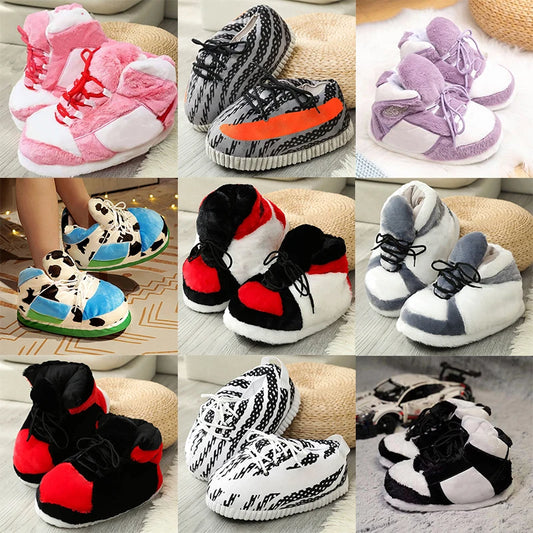 Cute Cartoon Animal Warm Home Plush Shoes Women's/Men Winter Cotton Cute Shoes Woman Male Foam Sneakers Bread Fat Slippers Size