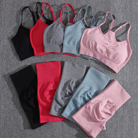 Sexy Push Up Short Sets Woman Casual Seamless Casual Women Top Sets High Waist Skinny 2 Piece Sets Women Outfit