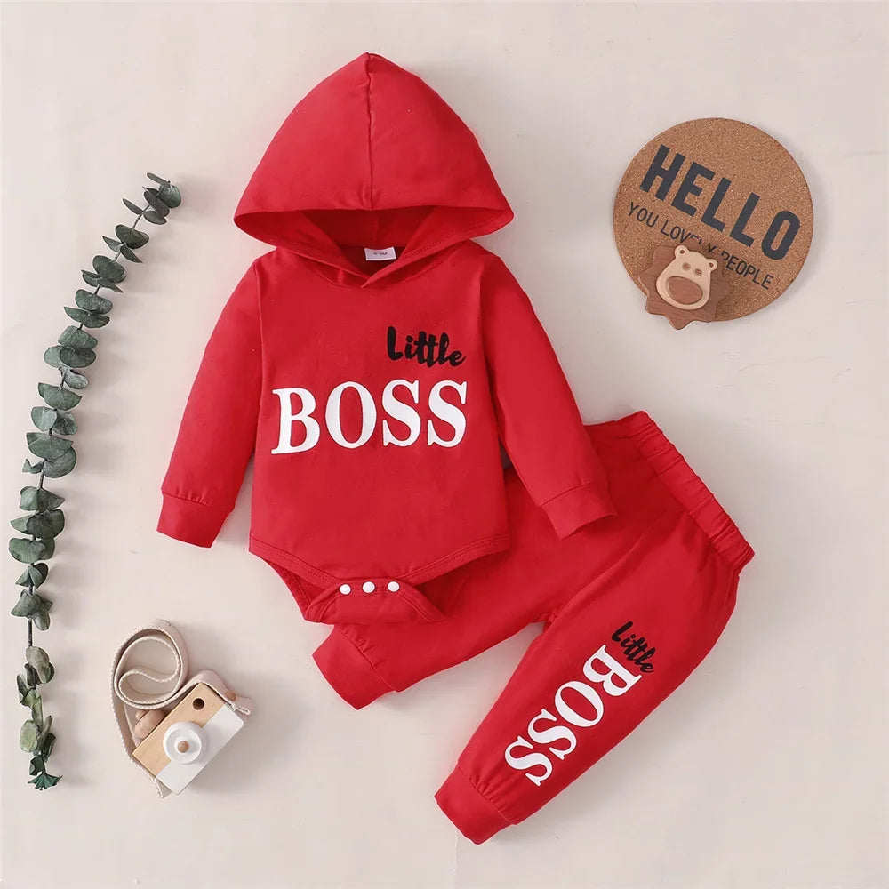 0-24 Months Newborn Baby Boy 2PCS Clothes Set Letter print Long Sleeve Hoodie Romper+Pants Toddler Boy Cute Spring&Autumn Outfit