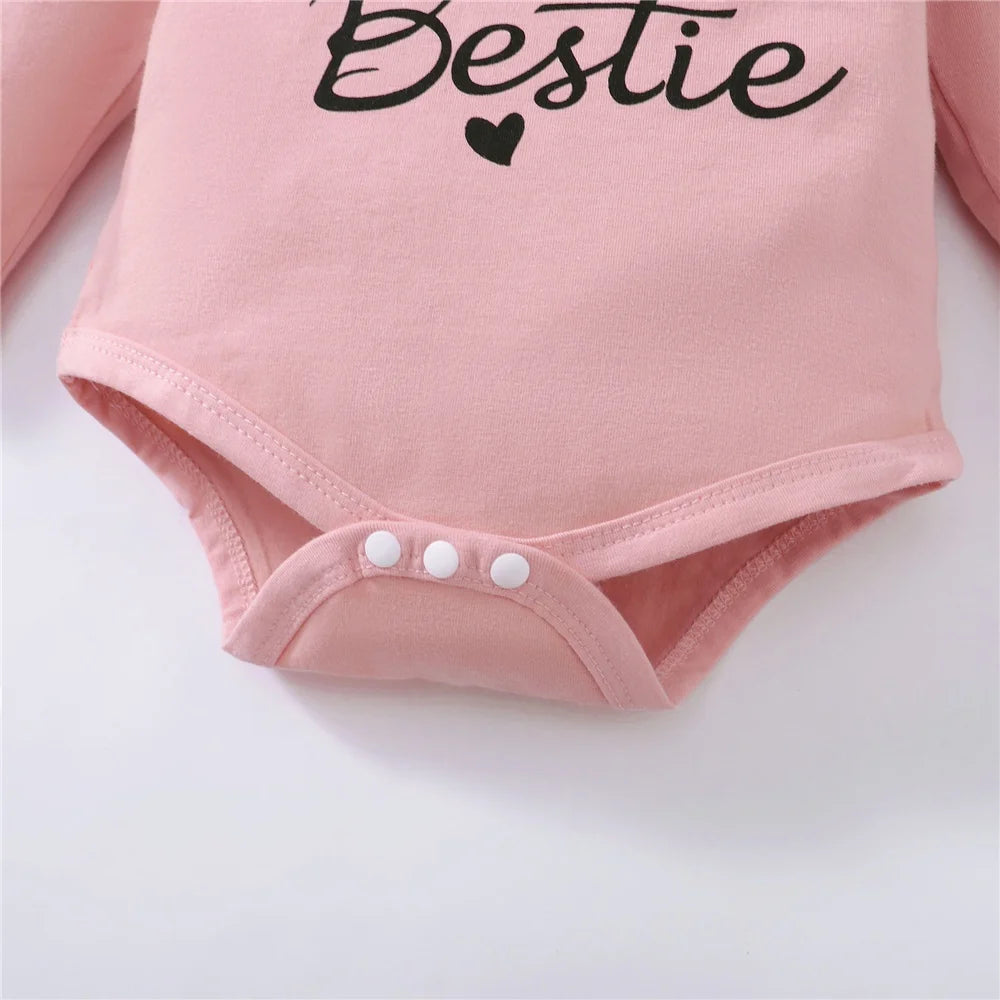 3PCS Newborn Baby Girl Daily Clothes Set Mama Print Long Sleeve Romper Top+Love Heart Print Pant+Headband Lovely Autumn Outfit