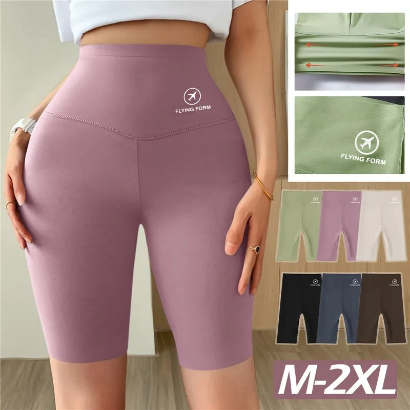 2024 Hot Thin Shark Skin Leggings for Women 5 Points High Waist Belly Holding Tight Stretch Shorts Cycling Pants Weight Loss